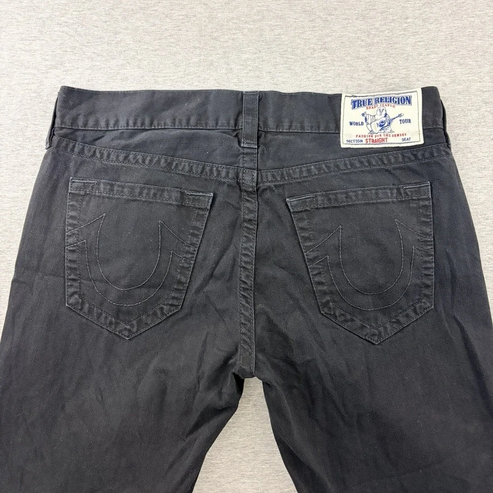 True Religion Men's Jeans Size 36 Black Denim Straight Leg World Tour